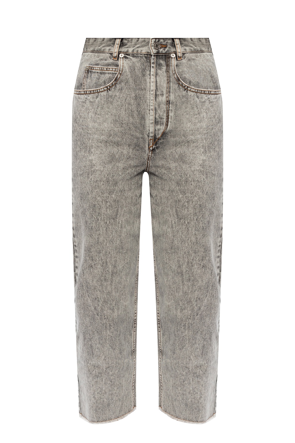 smalle jeans med slitageeffekt p kn ene Grey High waisted